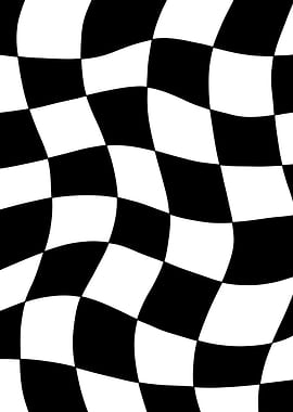 Wavy Black and White Checkered Pattern