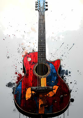 Colorful Acoustic Guitar Art