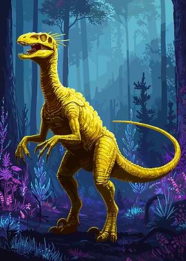 Golden Dinosaur Skeletal in Forest