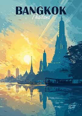 Bangkok Thailand Travel Poster
