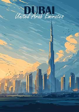 Dubai, United Arab Emirates Skyline Art