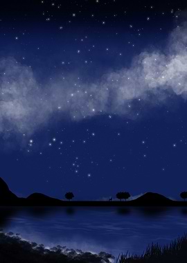 Night Sky Over Lake