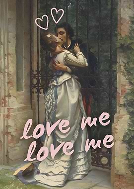 Romantic Embrace with 'Love Me' Overlay