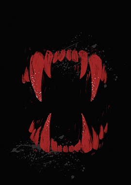 Red Fangs on Black Background
