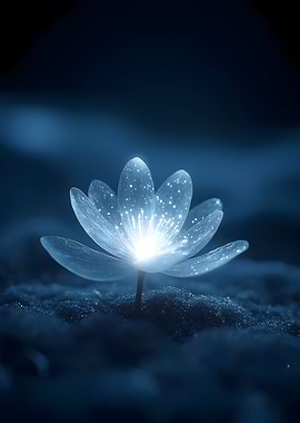 Glowing Blue Lotus Flower