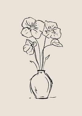 Floral Vase Line Art