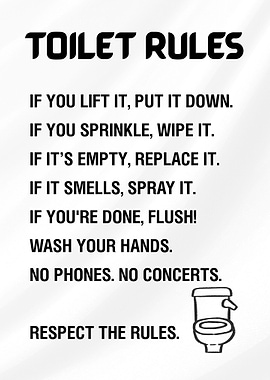 Toilet Rules Funny Bathroom Sign