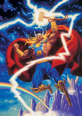 Thor with Lightning Strikes from Mjölnir