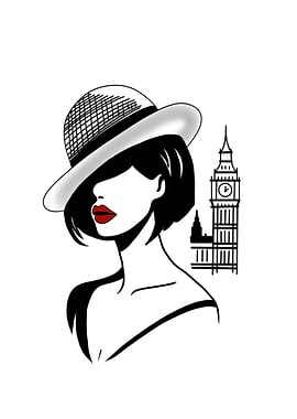 London Lady with Hat Illustration