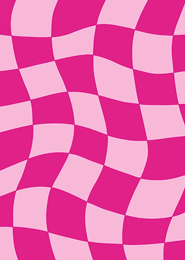 Pink Wavy Checkerboard Pattern