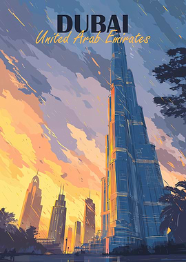Dubai, United Arab Emirates Travel Poster