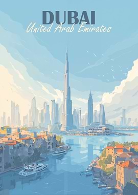 Dubai, United Arab Emirates Skyline Art