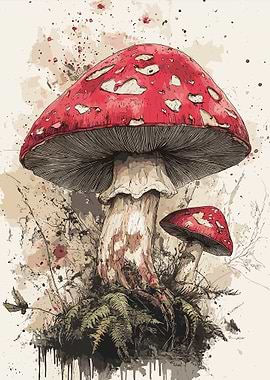 Amanita Mushroom Illustration