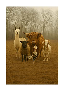 Farm Animals Portrait in Field