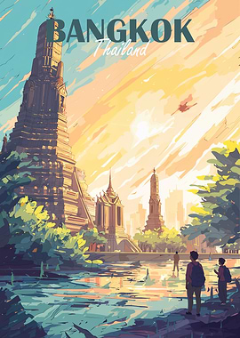 Bangkok Thailand Travel Poster