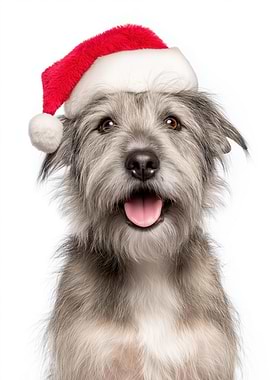 Glen of Imaal Terrier Dog with Santa Hat