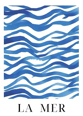 La Mer Blue Watercolor Waves