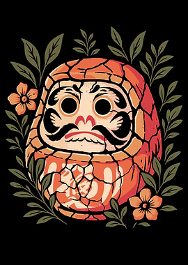 Daruma Doll with Floral Accents