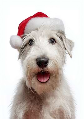 Sealyham Terrier Dog with Santa Hat Portrait