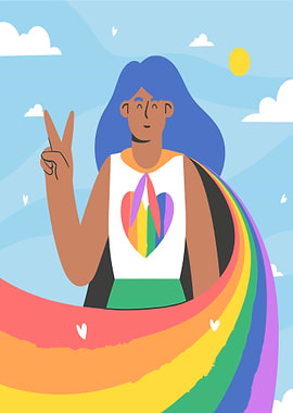 Pride Illustration with Rainbow Cape