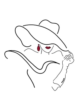 Elegant Woman Line Art Illustration