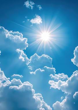 Blue Sky with Clouds and Sun