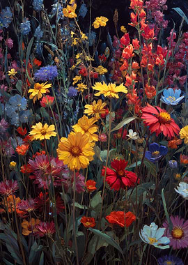 Colorful Wildflower Meadow Painting