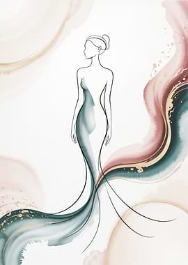 Elegant Woman Watercolor Abstract Art