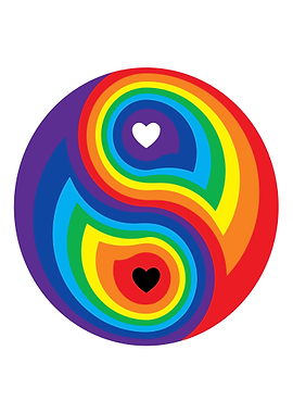 Rainbow Yin Yang with Hearts