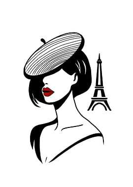 Parisian Woman with Eiffel Tower