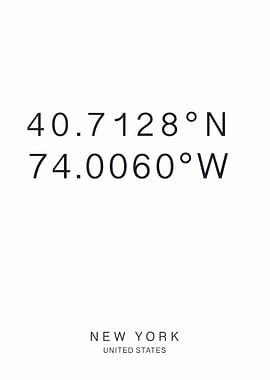 New York Coordinates Minimalist Art
