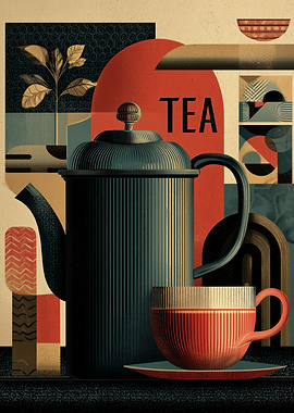 Tea Still Life Art Deco Style