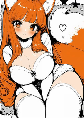 Cute Anime Fox Girl Illustration