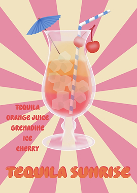 Tequila Sunrise Cocktail Illustration
