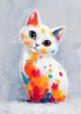 Colorful Kitten Portrait
