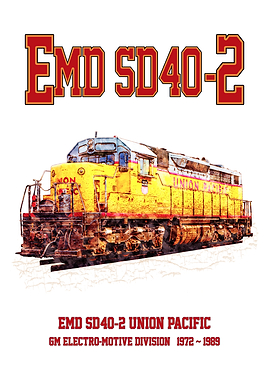 EMD SD40-2 Fast Forties Diesel Locomotive used on Union Pacific Freight Trains.