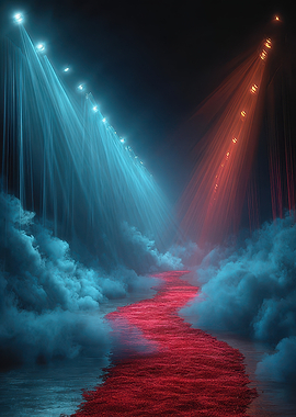 Red River with Blue and Red Lights