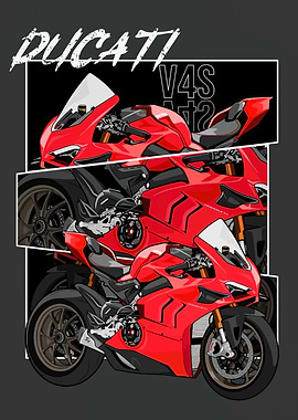 Ducati V4S Motorcycle Illustration