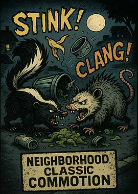 Neighborhood Classic Commotion: Skunk vs. Opossum