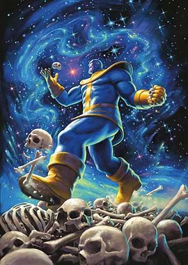 Cosmic Thanos Dancing on Skulls