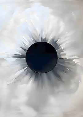 Abstract Black Circle with White Rays