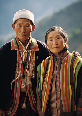 Elderly couple in traditional attire