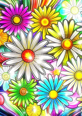 Colorful Daisy Flower Pattern