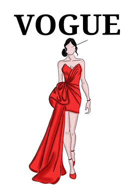 Vogue Red Dress Fashion Illustration