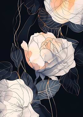 Elegant Floral Art with Gold Accents