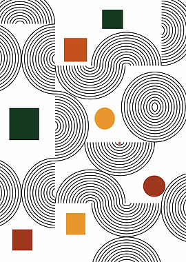 Abstract Geometric Pattern with Circles and Squares