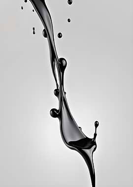 Black Liquid Splash on White Background