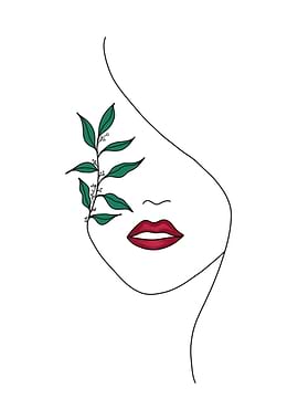 Minimalist Face with Botanical Accent