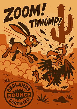 Cartoon Desert Chase: Rabbit and Vulture