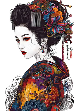 Colorful Geisha Portrait